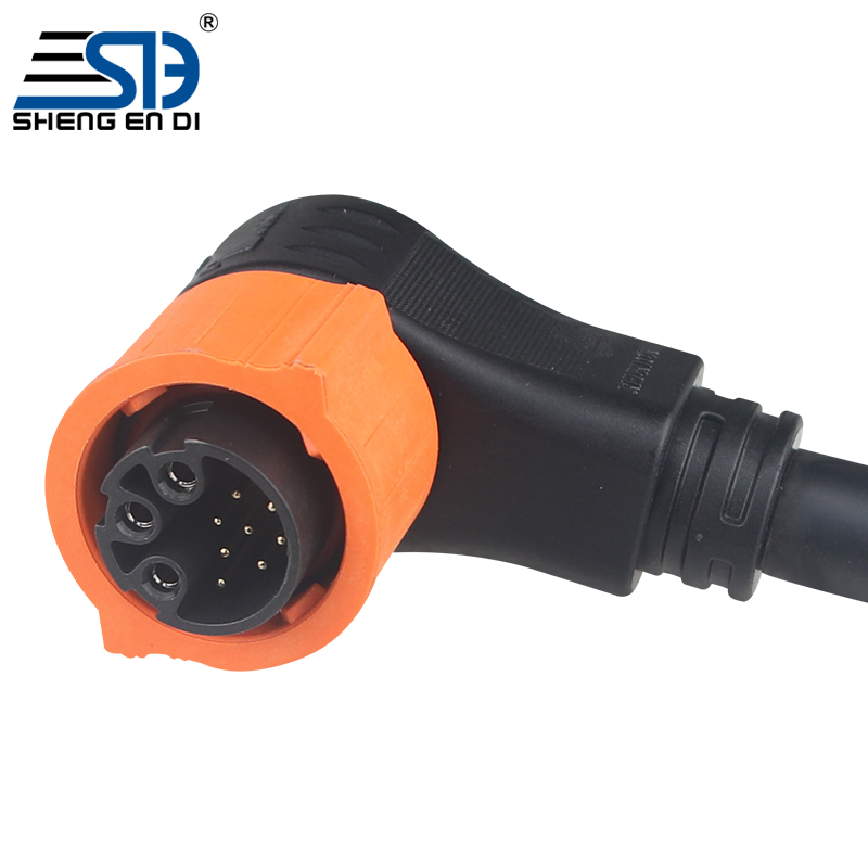 圣恩迪連接器儲能高壓接插件30A插頭線定制鎖扣固定3+9母彎頭防水連接器