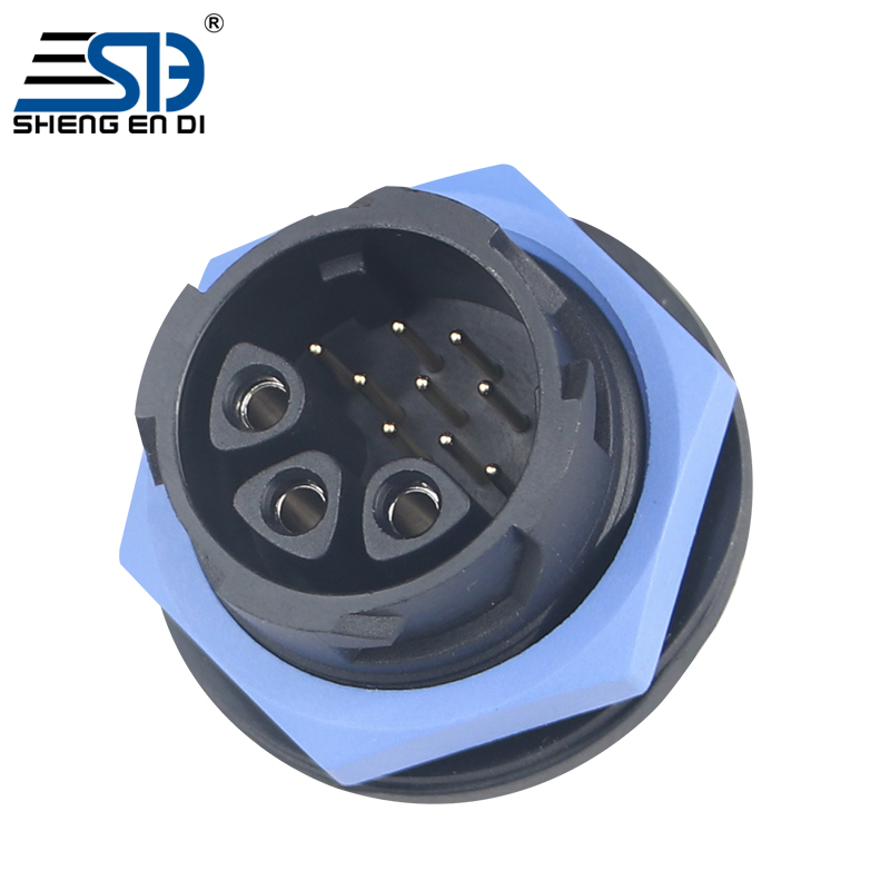 儲能連接器電池接插件3+9母座焊接IP67防水插頭30A快速充電插頭